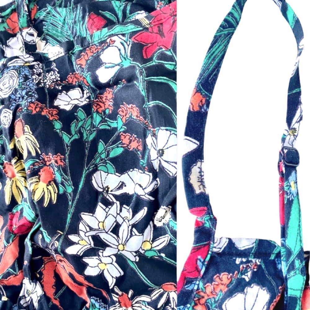 ✨HP✨🆕 RVCA | Vibrant Black & Turquoise Floral Tracker Crop Tank Top. - Picture 9 of 12